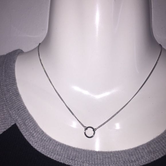 Surgical Steel  Open Circle Necklace - Picture 3 of 6